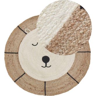 Beliani Beliani - Area Rug Jute Round &oslash; 120 cm Kids Decorative Bear Pattern Beige Kovu