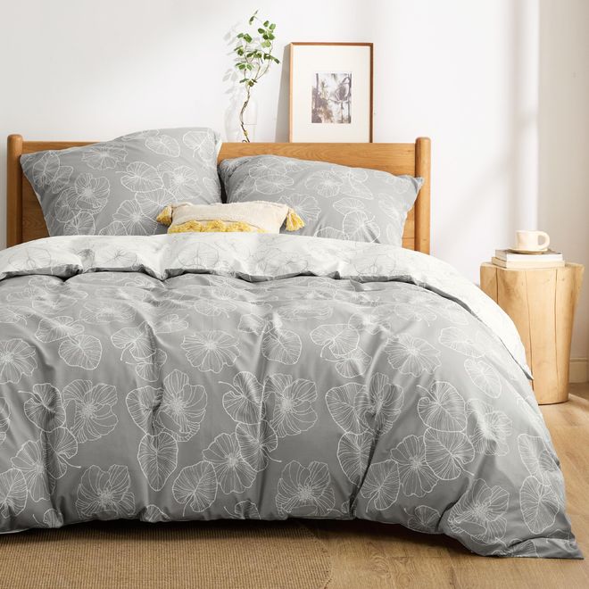 Bedsure Bettwäsche 220x240 Baumwolle Bettbezug - Bettwäsche-Sets 220 x 240 cm 3teilig Grau mit 2 Kissenbezüge 80x80 cm, ÖKO-TEX Wendebettwäsche Bedding mit Re ab 49,99 €