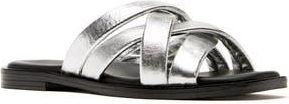 La Canadienne Fox Slide Sandal in Silver Leather at Nordstrom Rack, Size 11