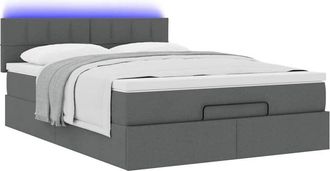 vidaXL Vidaxl - Cama Otomana Con Colch&oacute;n Led Gris Oscuro 140x190 Cm Tela