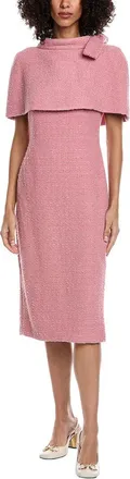 Badgley Mischka Tweed Capelet Midi Dress