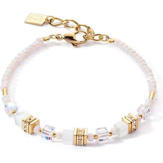 Coeur de Lion Mini Cubes Gold Bracelet in White at Nordstrom, Size 8.25