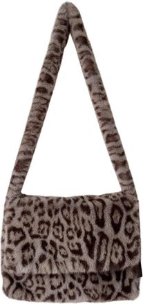 Generic Womens Plush Bags Messenger Bags For Women Vintage Soft Plush Ladies Shoulder Bag Large Capacity Female Furry Handbags(Grey)