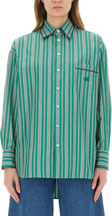 Etro Green Relaxed Stripes Shirt