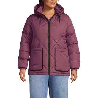 Lands End FeatherFree Insulated Diamond Quilted Jacket in Washed Bordeaux at Nordstrom, Size 1X