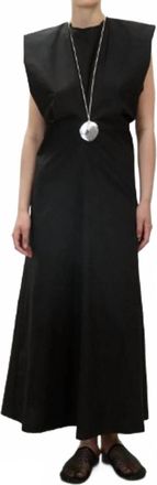 Alysi Long Crewneck Poplin Dress In Black