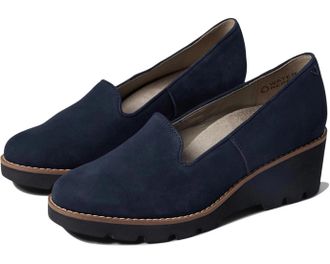Vionic Womens Vionic Willa I7294L1400 Loafers Navy Suede Wedge Heel HAWK1744