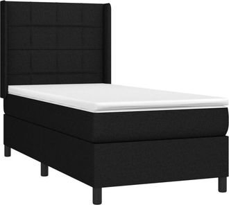 vidaXL Cama Box Spring Colch&oacute;n Y Luces Led Tela Negro 80x200 Cm Vidaxl