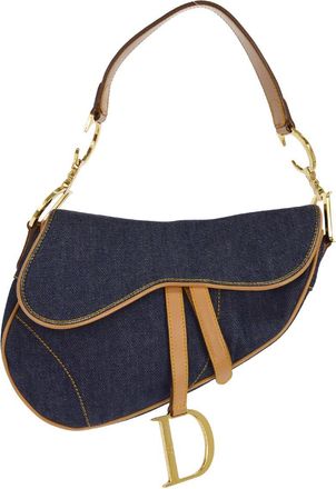 Dior Vintage Saddle Bag Denim Navy Denim_Jeans Handbag (Pre-Owned)
