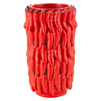 Dmora Vaso Elmo, Disegni Con Peperoncini, Rosso, Diametro 13 Cm