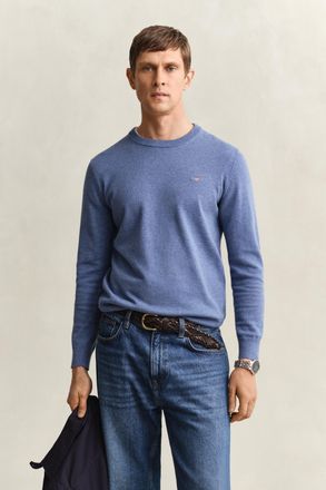 GANT Men Cotton Crew Neck Sweater (XXXL) DENIM BLUE MELANGE