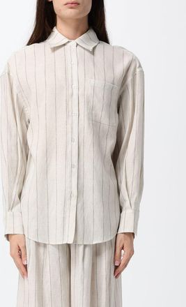 Eleh Camicia a righe in misto lino con vestibilit&agrave; relaxed e tasche a toppa