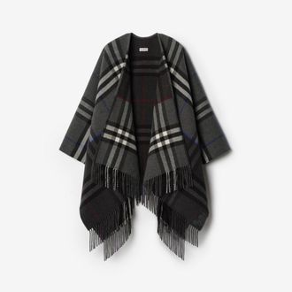 Burberry Contrast Check Cashmere Wool Cape