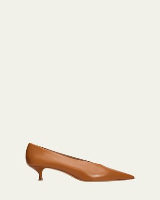 Le Monde Beryl 25mm Leather Kitten-Heel Pumps