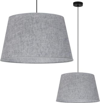 OEM L&aacute;mpara Colgante, Cono De Lino, Negro, 1 Plana, Pantalla Gris L04 44cm