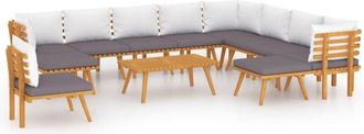 vidaXL Muebles De Jard&iacute;n 12 Piezas Con Cojines Madera Maciza De Acacia Vidaxl