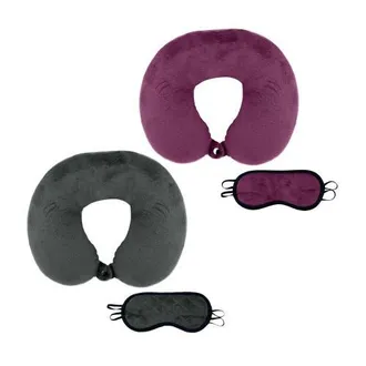 Pursonic 2 Memory Foam Travel Pillows with Sleep Masks in Grey at Nordstrom