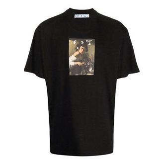 Off-white FW21 Pattern Alphabet Printing Round Neck Short Sleeve Loose Fit Black OMAA038F21JER0051084