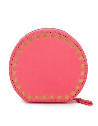 OLD TREND Round Genuine Leather Travel Jewelry Box in Pink at Nordstrom