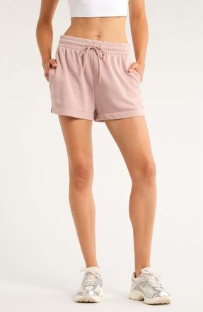 Zella Go Easy French Terry Shorts in Pink Fawn at Nordstrom, Size X-Large