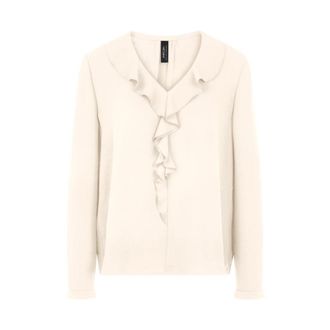 Marc Cain Blusa con volantes y cuello en V - Blouses & Shirts - Mujer - Beige - XL
