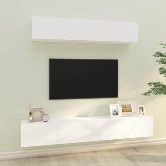 vidaXL Vidaxl - Set De Muebles Para Tv 4 Piezas Madera Contrachapada Blanco