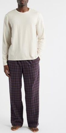 Nordstrom Flannel Pajamas in Oatmeal/Grey Jasper Plaid at Nordstrom Rack, Size X-Large