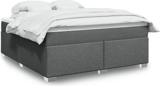 vidaXL Vidaxl - Cama Box Spring Con Colch&oacute;n Tela Gris Oscuro 180x200 Cm