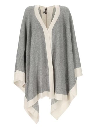 Lorena Antoniazzi V-neck colourblock cape - women - Wool/Cashmere/Silk - 42 - Grey