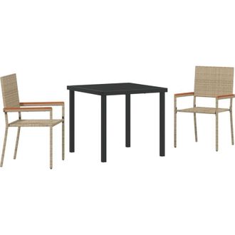 vidaXL Conjunto De Comedor De Jard&iacute;n 3 Pcs Beige Polirat&aacute;n Vidaxl
