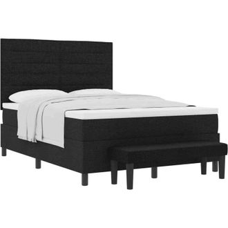 vidaXL Box Spring Bed with Mattress Black 140 x 190 cm Fabric vidaXL