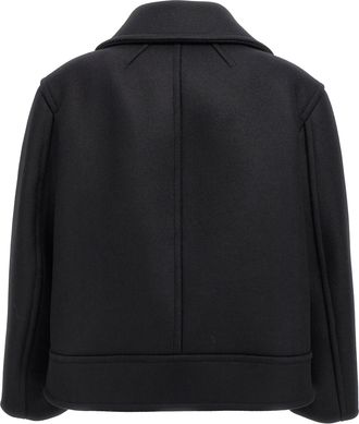 Saint Laurent Womens Black Virgin Wool Coat Clothing