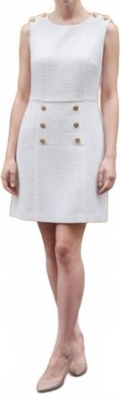 DKNY Textured Crewneck Midi Dress In White