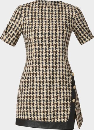 Shoshanna Irene A-Line Houndstooth Tweed Mini Dress