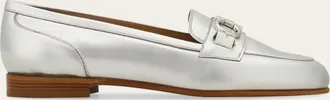 Ferragamo Women Gancini ornament moccasin Silver Size 10.5