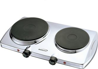 Brentwood Electric 1440W Double Hotplate in Chrome