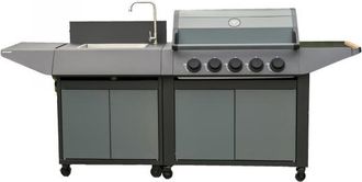COOK IN GARDEN Barbacoa De Gas Burn 80 Premium Con 5 Quemadores, 14 Kw, Plancha, Parrilla Y Fregadero Cookin Garden