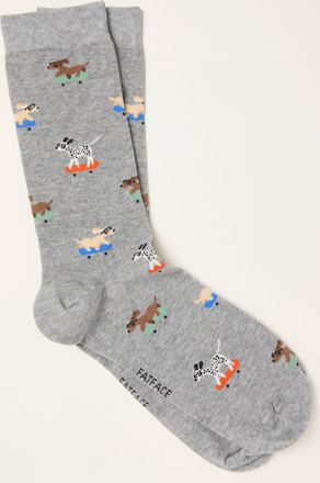 Fat Face FatFace Grey Skating Dog Socks