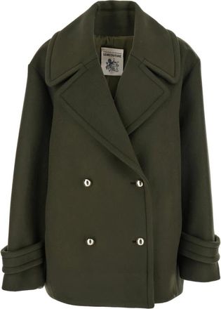 Semicouture Dames, Mantels, Groen, Maat: XS Wol
