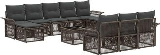 vidaXL Conjunto De Sof&aacute;s De Jard&iacute;n 11 Uds. Gris Rat&aacute;n Sint&eacute;tico Vidaxl