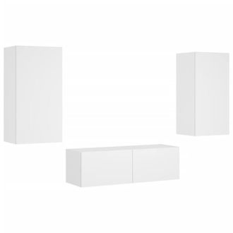 Berkfield Home Modern 3 Piece TV Wall Cabinets with LED Lights White