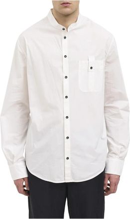 Andrea Ya'aqov Camicia Mockneck in Cotone - Heren - Casual Overhemden - Wit - M - Katoen - Overhemden