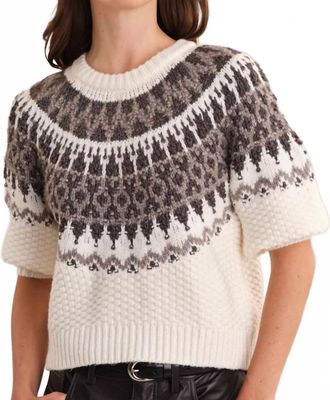 525 america Alora Puff Sleeve Fair Isle Top In Sea Salt Combo