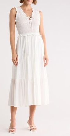 Blu Pepper Smocked Tiered Dress in Off White at Nordstrom Rack, Size Medium