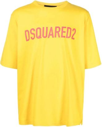 Dsquared2 T-shirt met korte mouwen - Heren - T-shirts - Geel - M - Katoen - Tops
