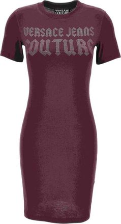 Versace Jeans Couture Jurken - Dames - Korte kleedjes - Paars - 2XS - Katoen - Kleedjes