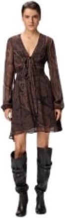 Pinko Muffin Jurk - Dames - Korte kleedjes - Bruin - S - Polyester - Kleedjes