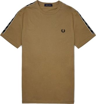 Fred Perry M4613 V19 Ringer T-Shirt - Heren - T-shirts - Bruin - M - Katoen - Tops