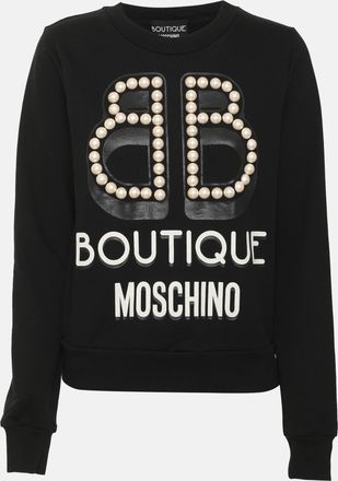 Moschino Boutique Moschino Black Jersey Faux Pearl Embellished Sweater