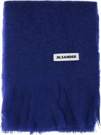 Jil Sander Mohair-Blend Sjaal - Dames - Wintersjaals - Blauw - ONE Size - Wol - Accessoires